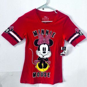 Disney Minnie Mouse Sporty Jersey Red Women’s T-Shirt NWT